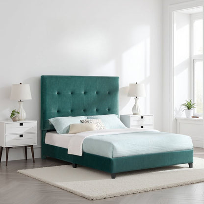 Tufted Upholstered Headboard Platform Bed teal by HouseOfZazla on Tampa Home & Garden Store