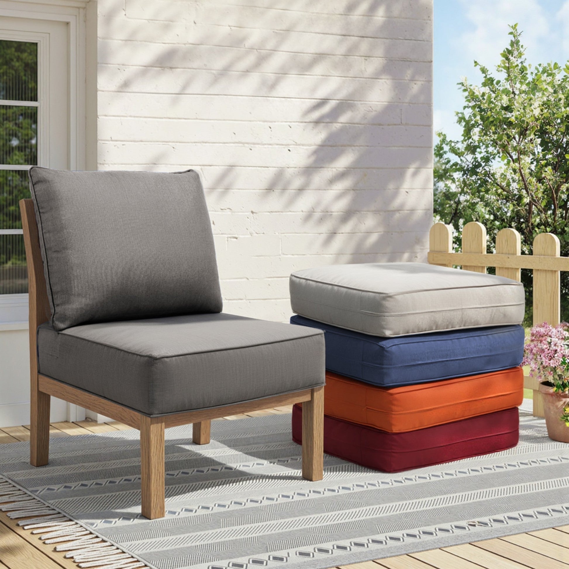 6-inch thick outdoor chair cushion set in gray by HouseOfZazla on wooden patio chairs on Tampa Home & Garden Store