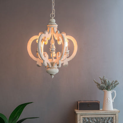 Farmhouse Chandelier With 6 Light Wood Pendant