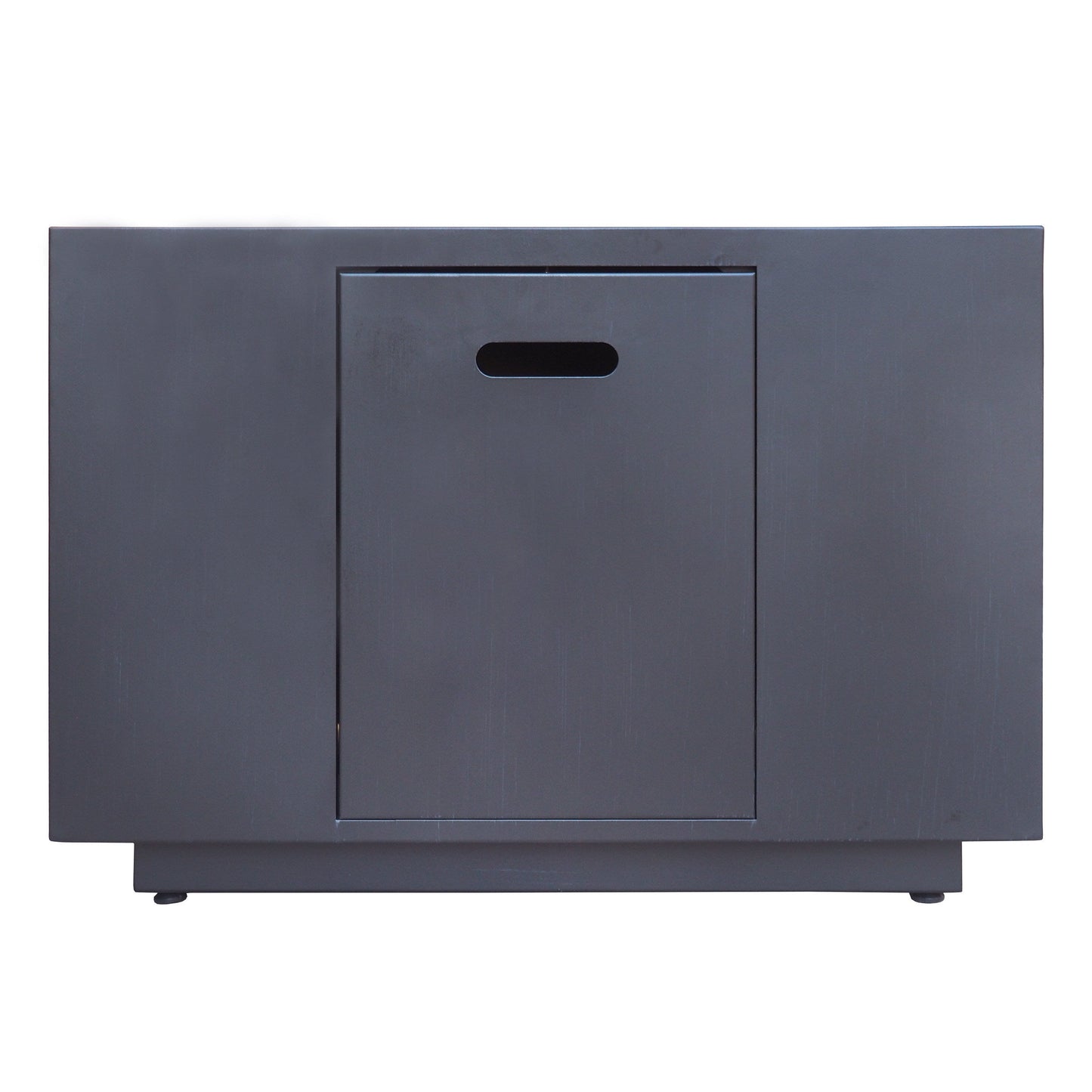 Outdoor Patio Propane Fire Pit square iron cabinet with central door, charcoal gray on Tampa Home & Garden Store