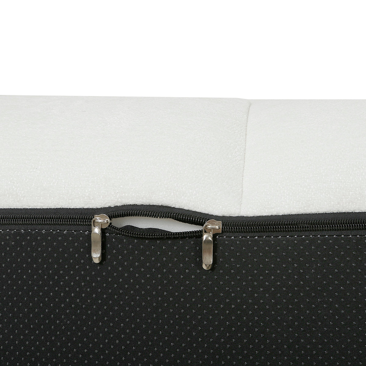 Sectional sofa cushion in black dotted fabric with silver zipper hardware HouseOfZazla on Tampa Home & Garden Store