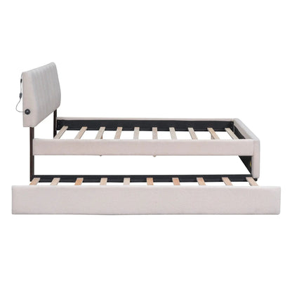 Upholstered Platform Bed With Trundle System