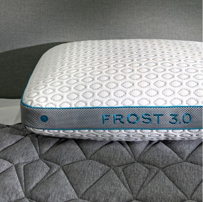 BedGear Frost Pillow 3.0 cooling pillow HouseOfZazla white cover with blue trim on Tampa Home & Garden Store