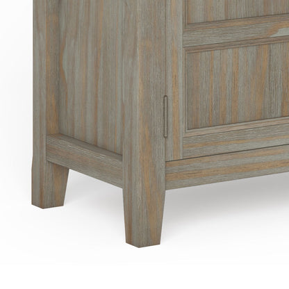 Burlington Handcrafted Low Storage Cabinet weathered gray wood finish with tapered legs on Tampa Home & Garden Store
