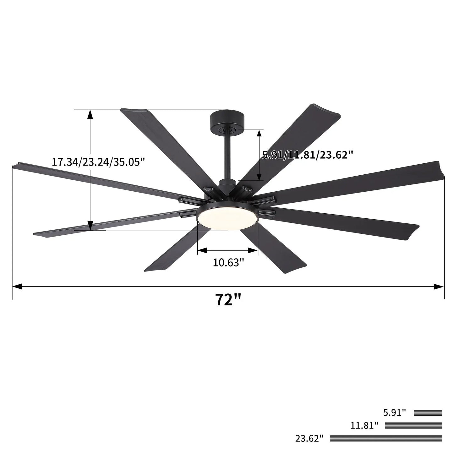 Large Ceiling Fan Dimmable LED Light and Remote