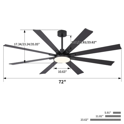 Large Ceiling Fan Dimmable LED Light and Remote