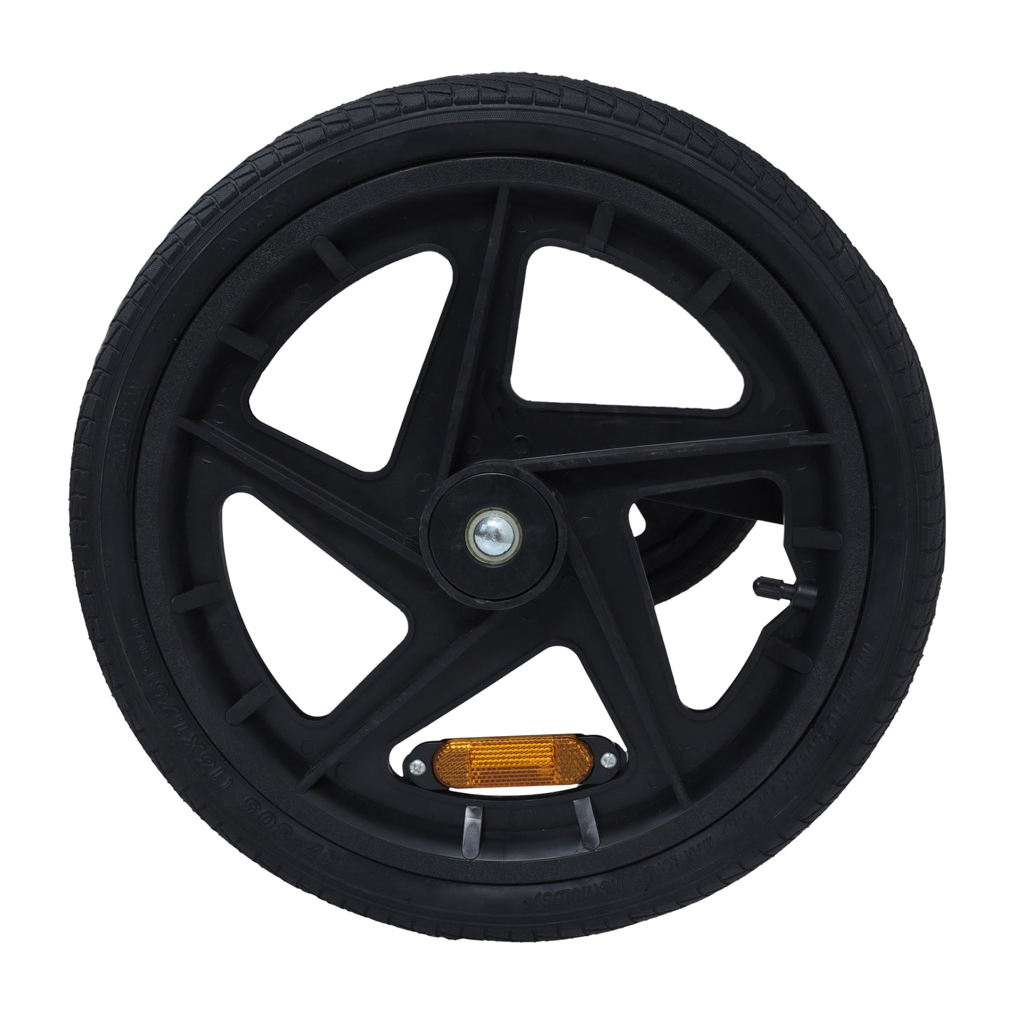 Outdoor pet trailer wheel 16-inch by HouseOfZazla with black rim and reflector on Tampa Home & Garden Store