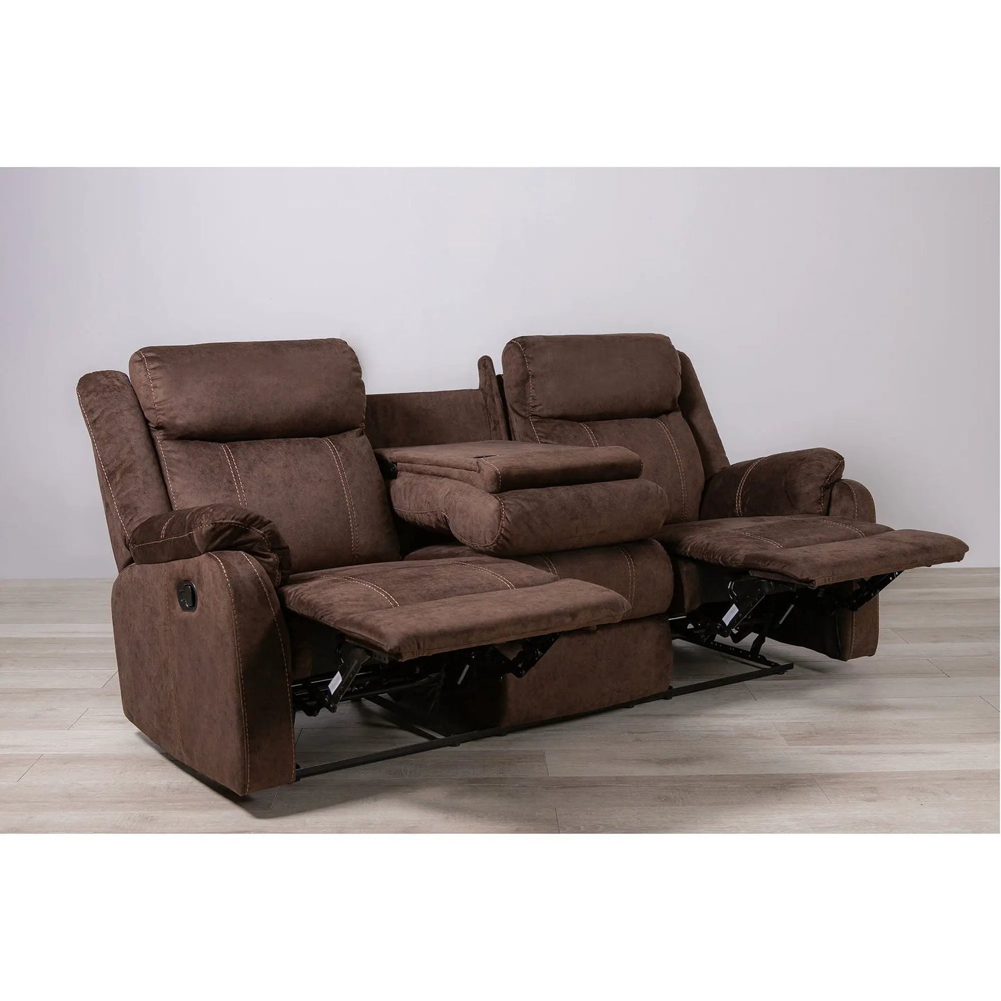 Sonet Domino Reclining Sofas by Unique Piece Furniture in brown fabric on Tampa Home & Garden Store