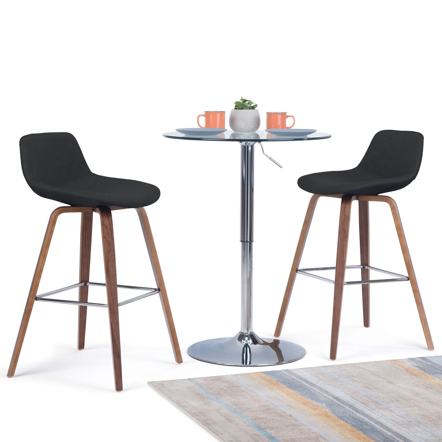 Randolph Bentwood counter stools, set of 2, black upholstered seats with wood legs on Tampa Home & Garden Store