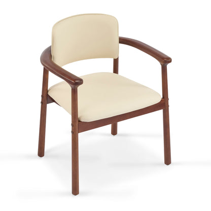 Beige Dining Room Chairs and Dark Walnut Frame