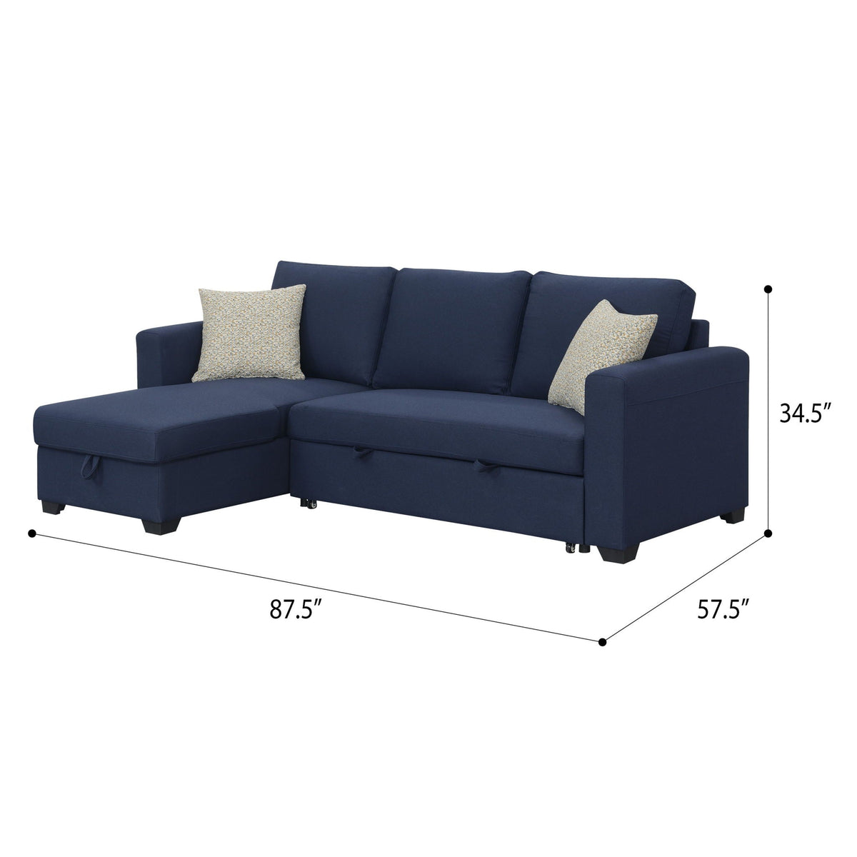 HouseOfZazla navy reversible sectional with pop up sleeper and hidden storage chaise on Tampa Home & Garden Store