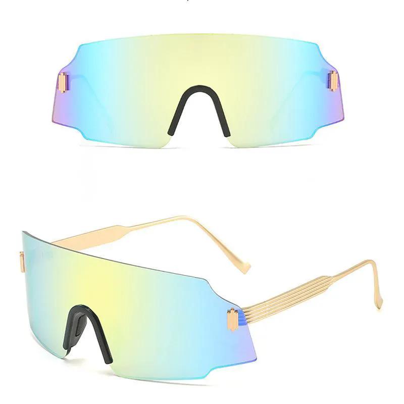 Outdoor Sports Cycling Glasses with mirrored lenses yellow-blue gradient and gold temples on Tampa Home & Garden Store
