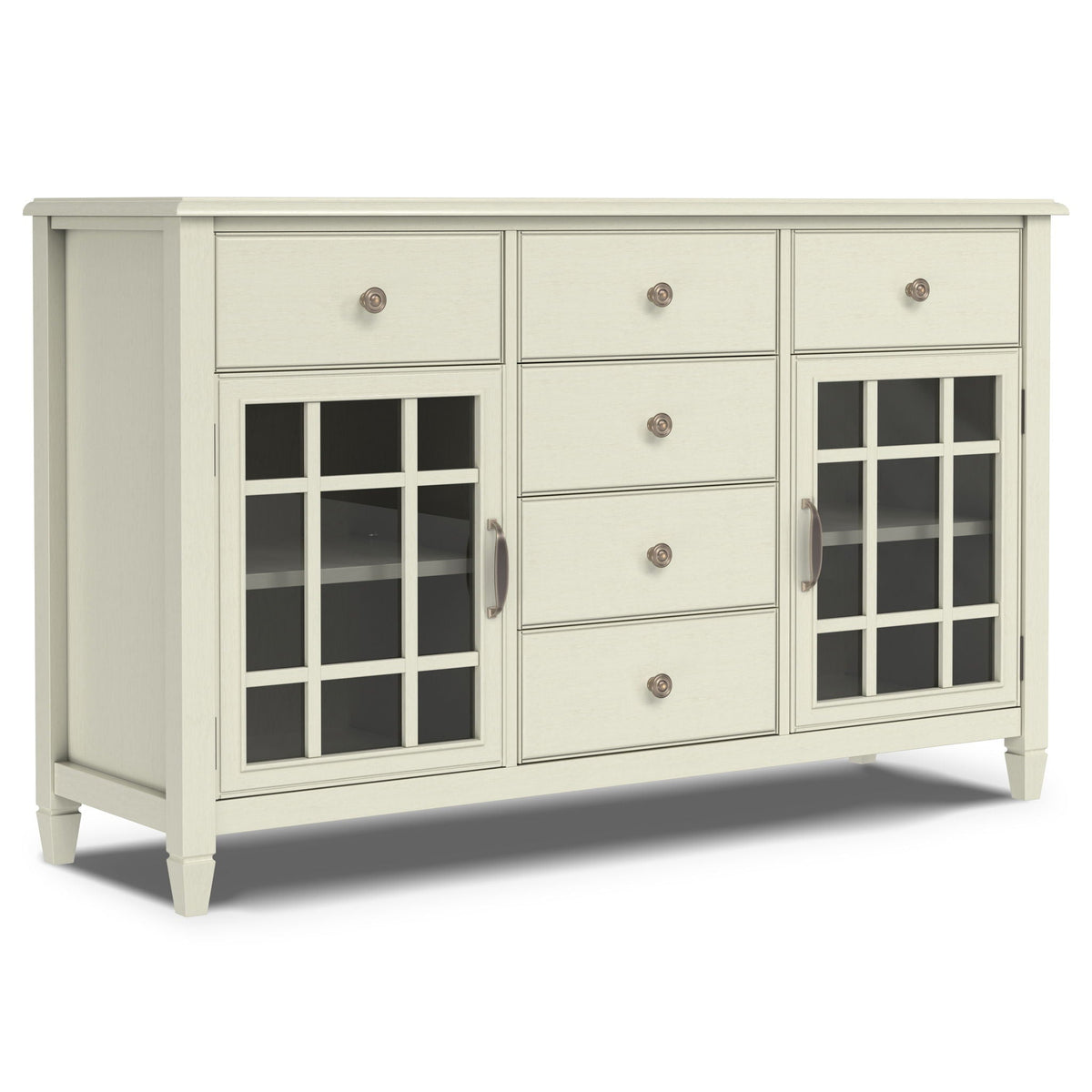 Connaught Sideboard Buffet white finish with glass doors and multiple drawers by HouseOfZazla on Tampa Home & Garden Store