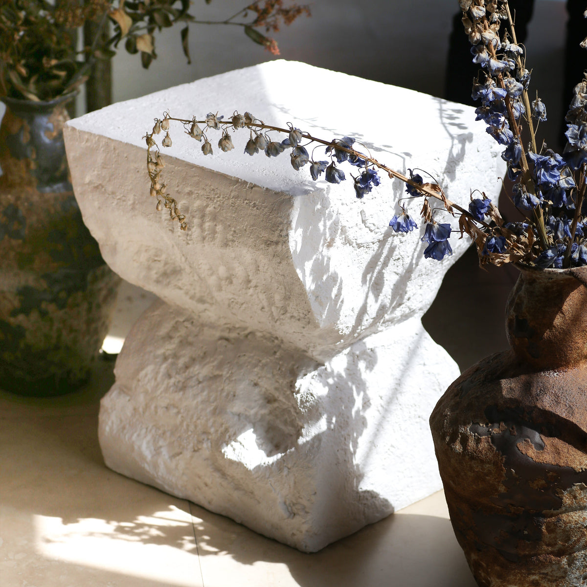 Cleo outdoor side table by HouseOfZazla, white MGO modern minimalist design on Tampa Home & Garden Store