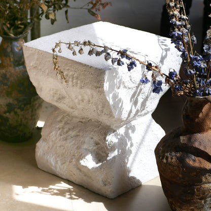 Cleo outdoor side table by HouseOfZazla, white MGO modern minimalist design on Tampa Home & Garden Store