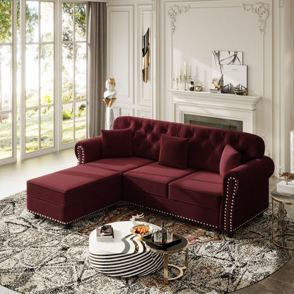Modern Upholstered 3 Seater Sofa Set and Ottoman