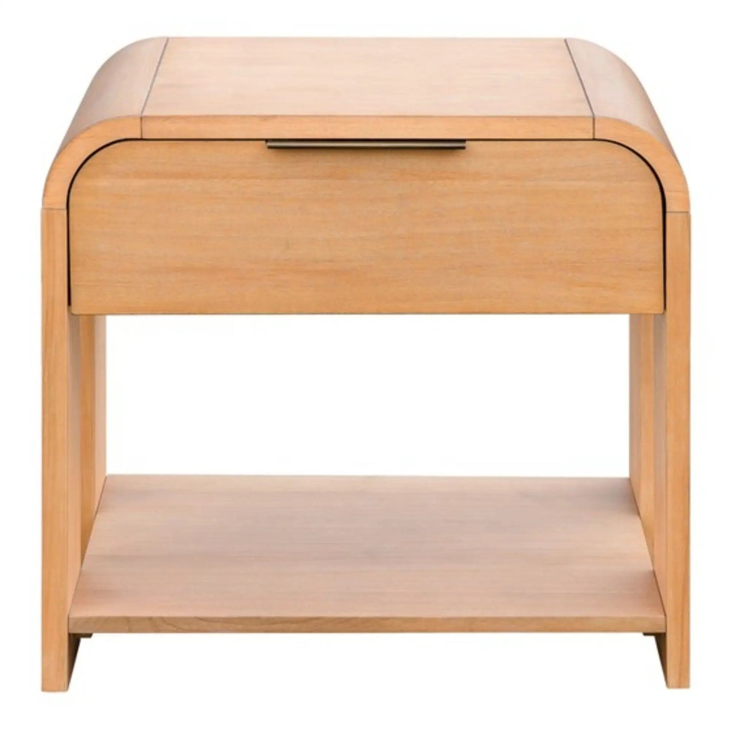 1-Drawer Waterfall Nightstand natural wood finish rounded edges mid-century design on Tampa Home & Garden Store