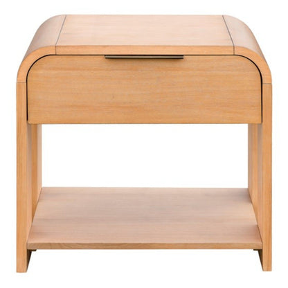 1 Drawer Waterfall Nightstand with rounded edges, natural wood, mid-century design on Tampa Home & Garden Store