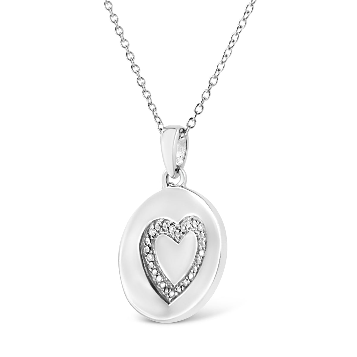 Sterling silver heart pendant with pave diamond accents on 18in chain by Bids.com on Tampa Home & Garden Store