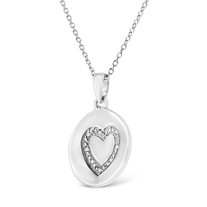 Sterling silver heart pendant with pave diamond accents on 18in chain by Bids.com on Tampa Home & Garden Store