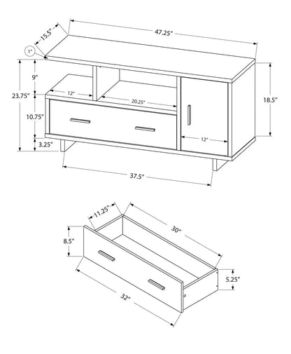 TV stand console with open shelf and two drawers, 47.25in wide, Unique Piece Furniture on Tampa Home & Garden Store