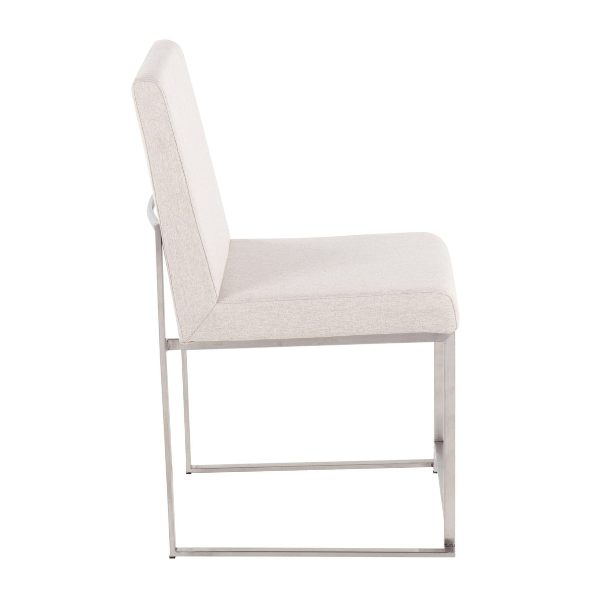 Dining chair set of 2, contemporary high-back, beige padded upholstery, metal frame on Tampa Home & Garden Store