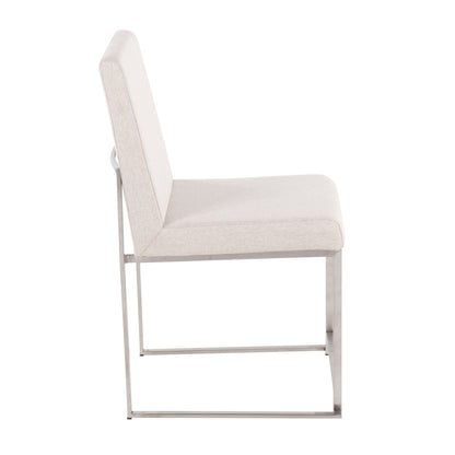 Dining chair set of 2, contemporary high-back, beige padded upholstery, metal frame on Tampa Home & Garden Store