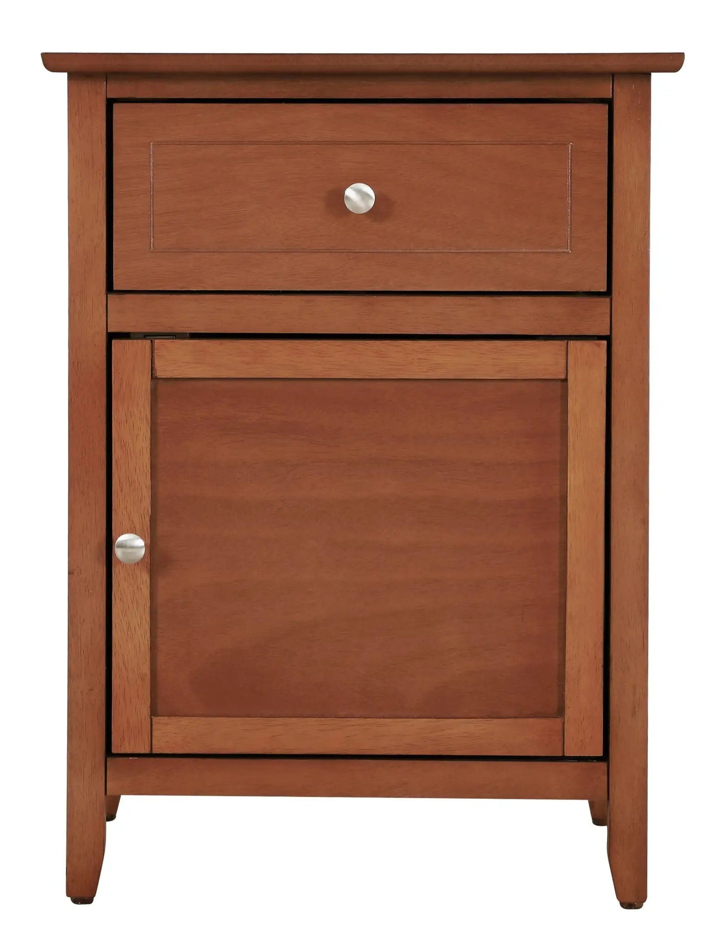 1 Drawer / 1 Door Nightstand in warm brown wood with metal knob Unique Piece Furniture on Tampa Home & Garden Store