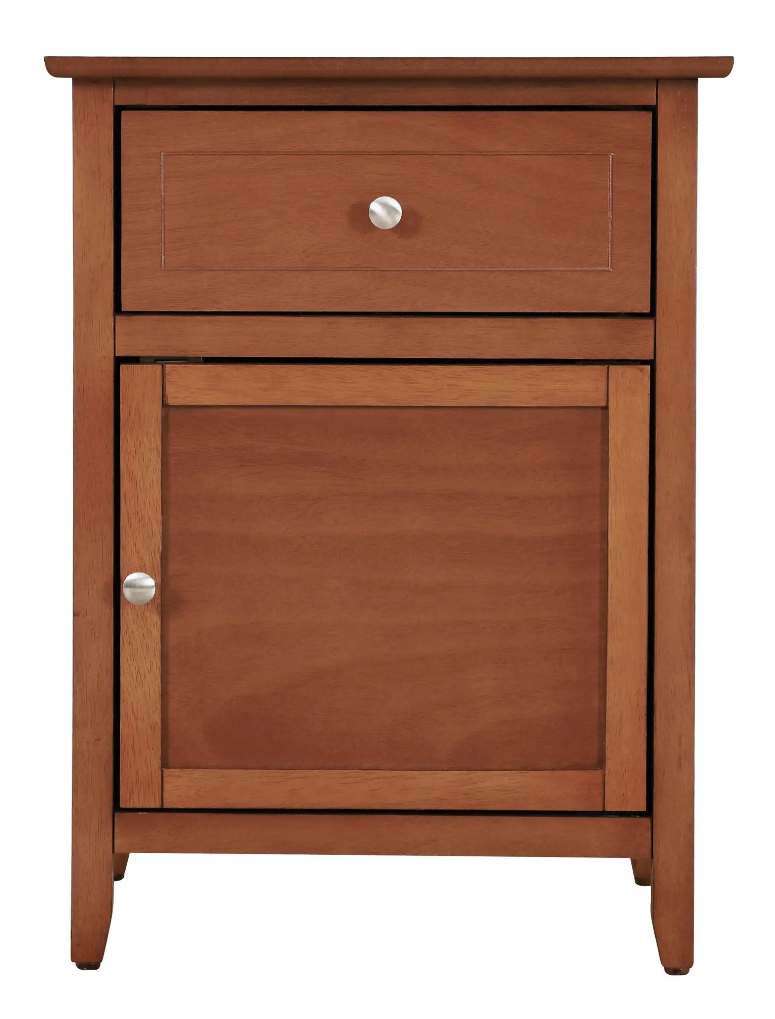 1 Drawer / 1 Door Nightstand in warm brown wood with metal knob Unique Piece Furniture on Tampa Home & Garden Store