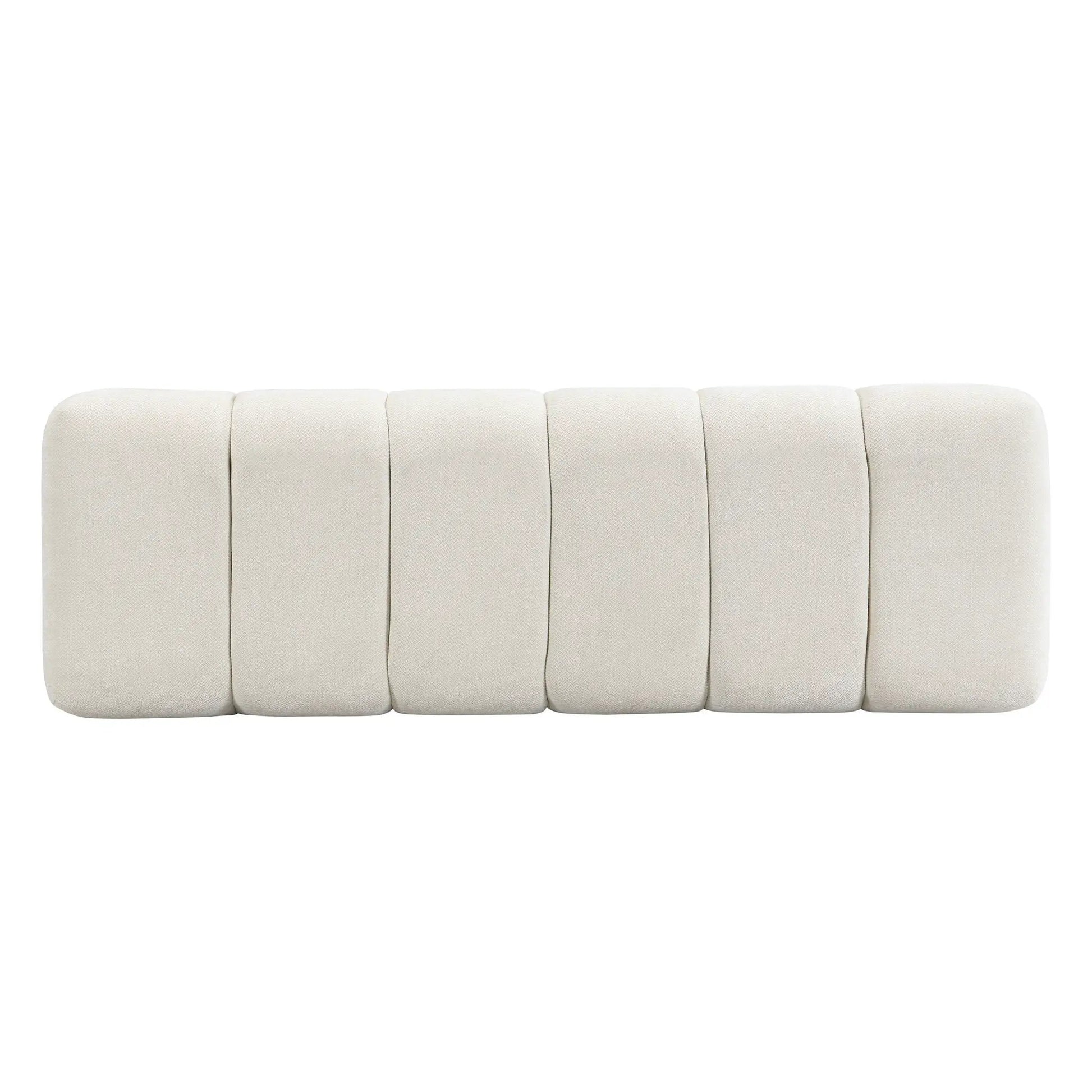 Upholstered dining bench cream fabric with tufted cushions by Unique Piece Furniture on Tampa Home & Garden Store