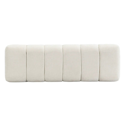 Upholstered dining bench cream fabric with tufted cushions by Unique Piece Furniture on Tampa Home & Garden Store