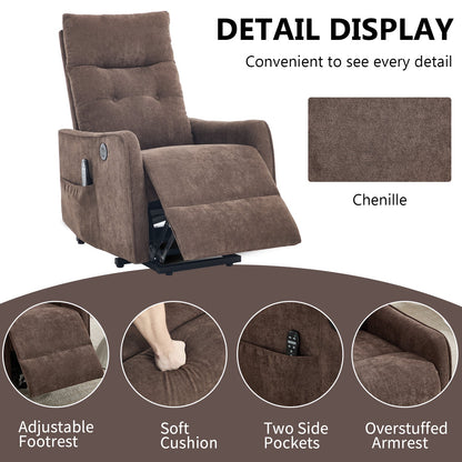 Brown chenille single motor power lift recliner chair by HouseOfZazla on Tampa Home & Garden Store
