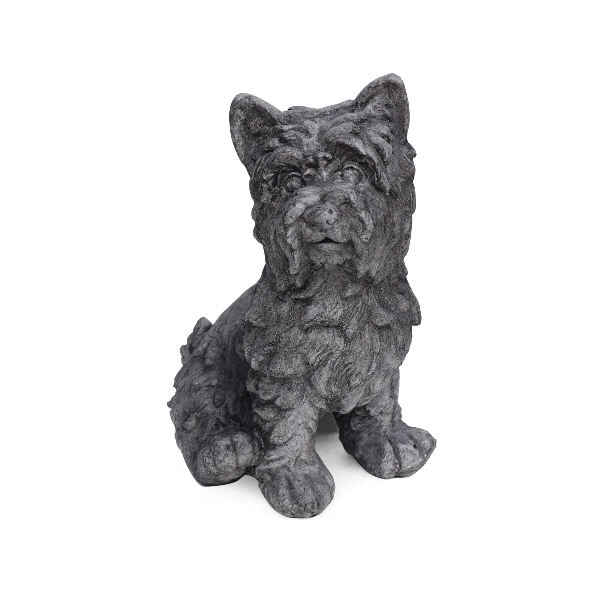 Cricket dog cast stone garden statue, dark gray textured finish, HouseOfZazla accessories on Tampa Home & Garden Store
