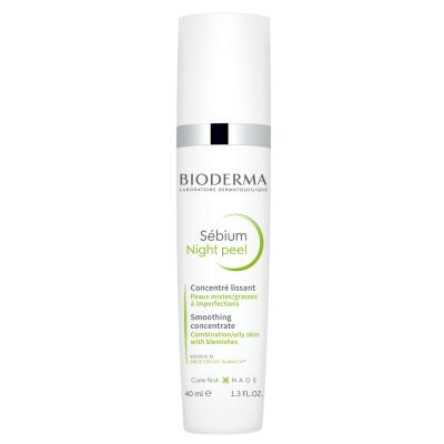 Bioderma Sebium Night Peel 40ml exfoliator bottle, white with silver cap for acne-prone skin on Tampa Home & Garden Store