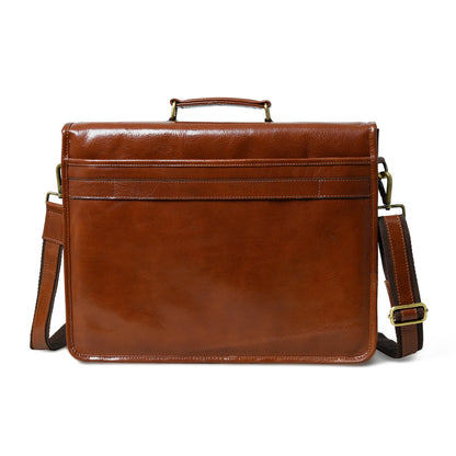 The Architect Brown Executive briefcase in leather with brass hardware and top handle on Tampa Home & Garden Store