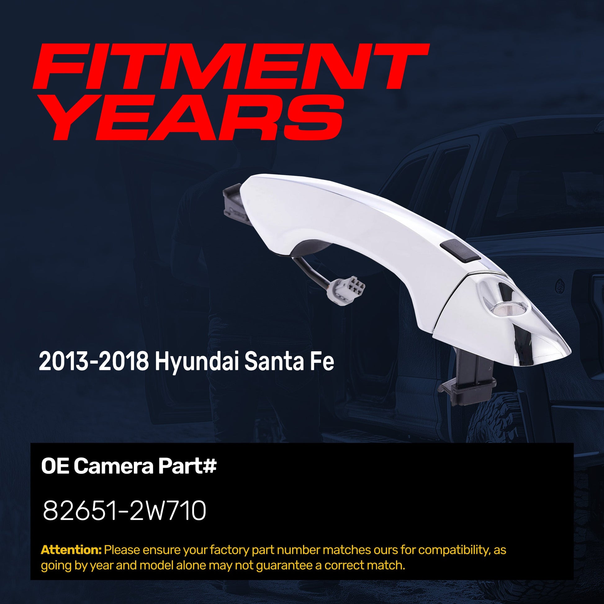 Exterior door handle, front left with keyhole, chrome for Hyundai Santa Fe 2013–2018 on Tampa Home & Garden Store