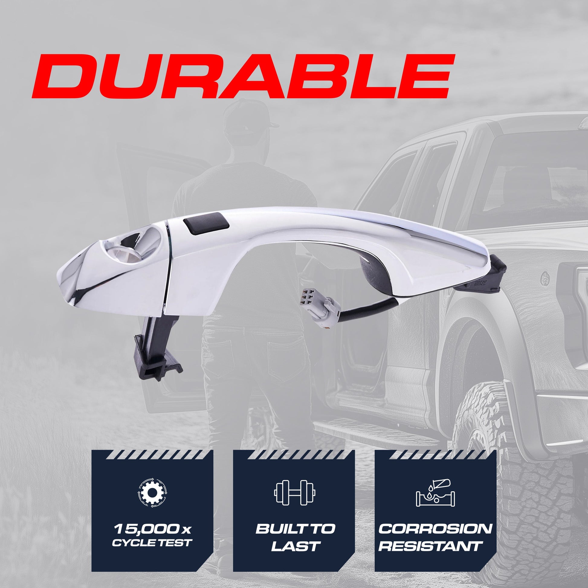 Exterior chrome door handle replacement with keyhole for Hyundai Santa Fe 2013-2018 front-left on Tampa Home & Garden Store