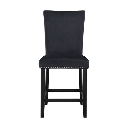 Mikha Bar Stools Set of Two in Black Velvet