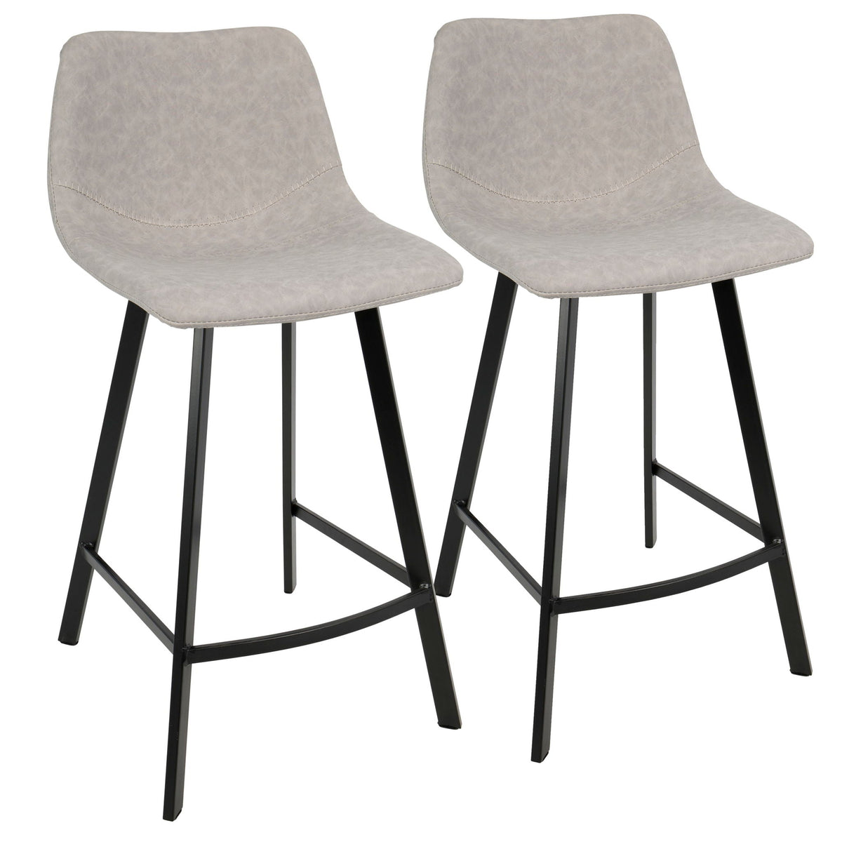 Industrial counter stool set with gray upholstery and black metal frames, 2 stools on Tampa Home & Garden Store