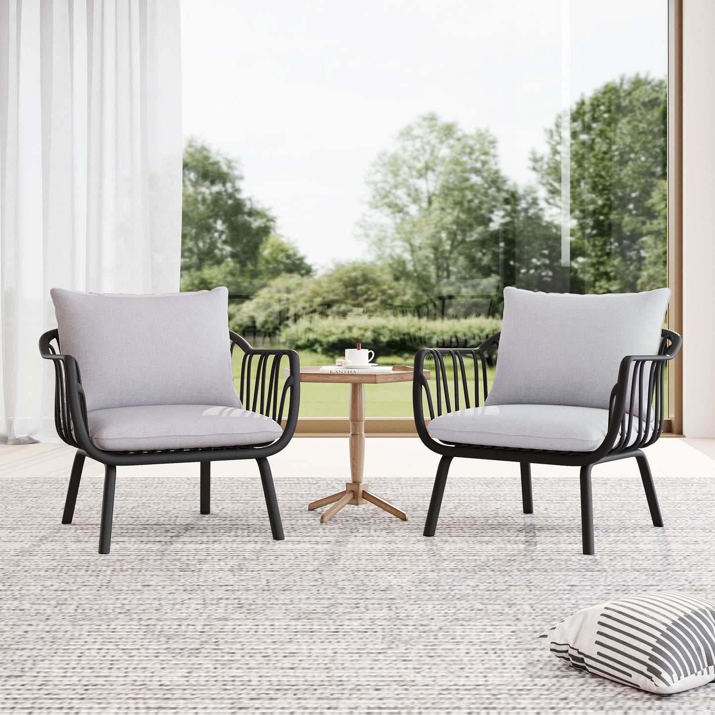 Huron Outdoor Resin Club Chair Set of Two