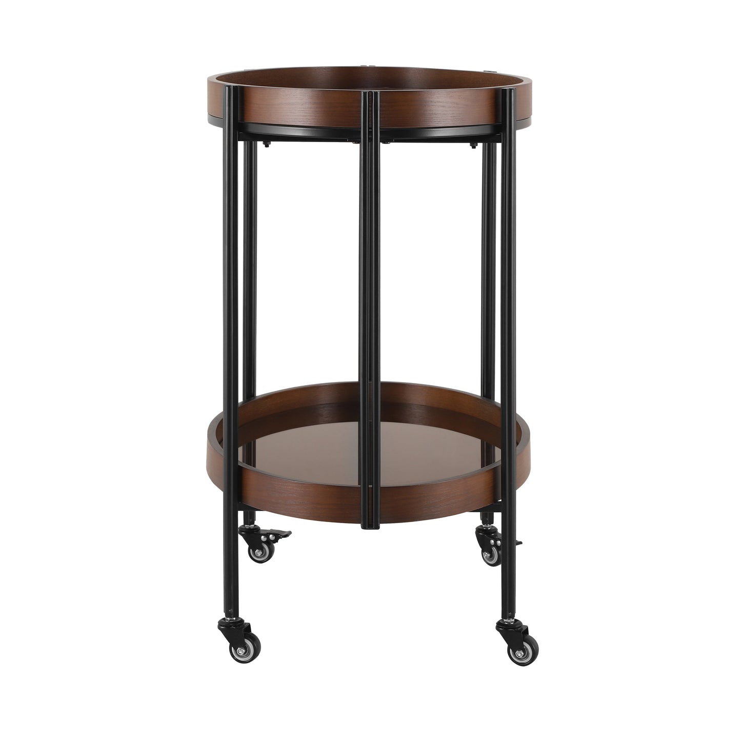 Dark Oval Kitchen Cart With Wood And Glass