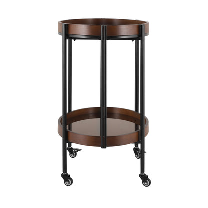 Dark Oval Kitchen Cart With Wood And Glass