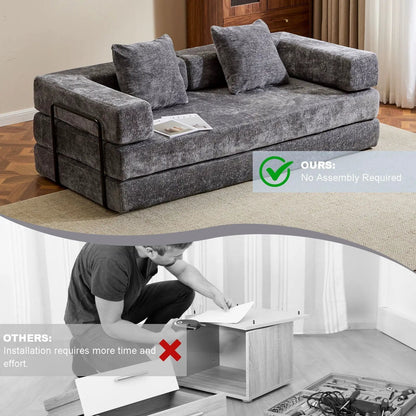 Convertible Floor Sofa Bed with Armrest