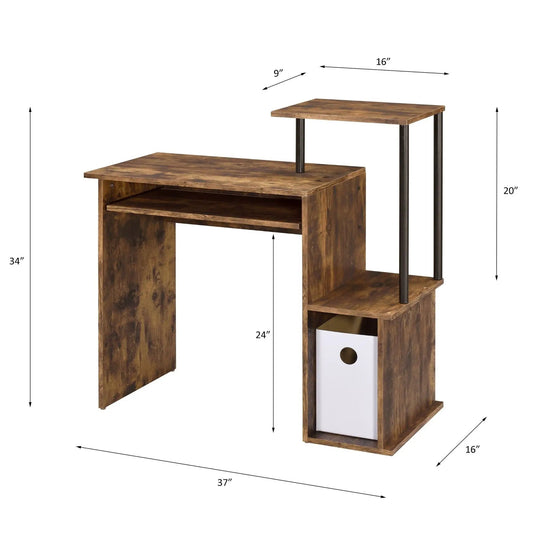 Lyphre Computer Desk Weathered Oak top with black metal legs on Tampa Home & Garden Store