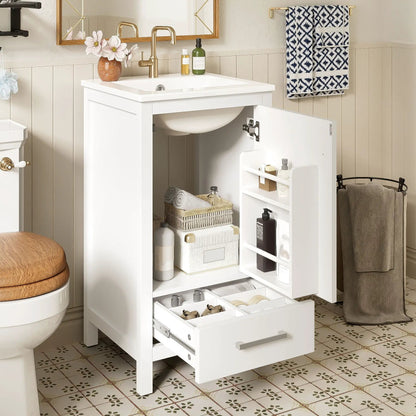 Bathroom Vanity Ceramic Sink and Divider Drawer