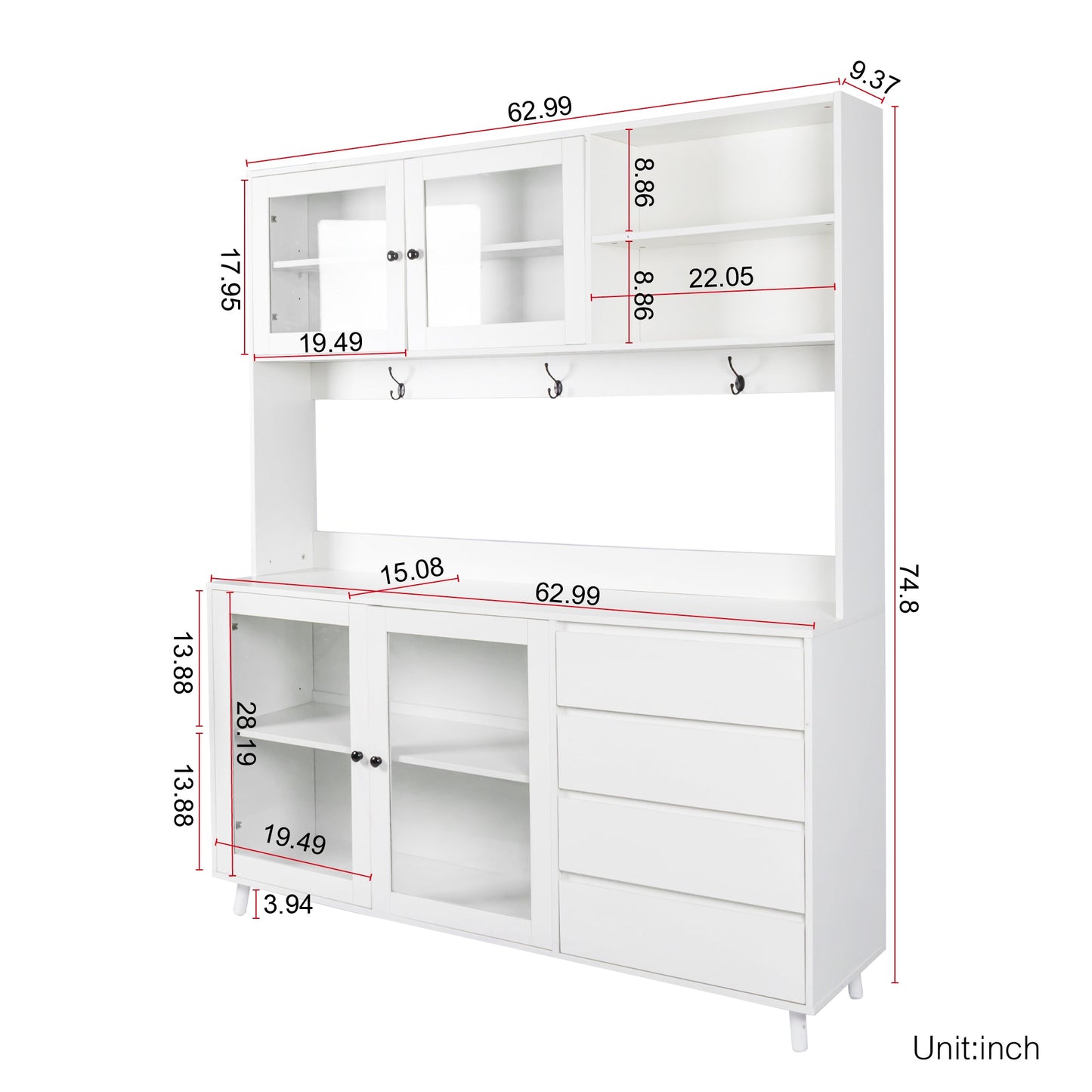 Large Freestanding Kitchen Storage Cabinet