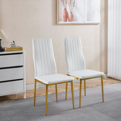 Elegant Legs Dining Chair set of 4 white chairs with gold legs Unique Piece Furniture on Tampa Home & Garden Store