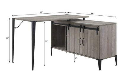 Zakwani Writing Desk Wood corner desk with black metal legs and side cabinet on Tampa Home & Garden Store