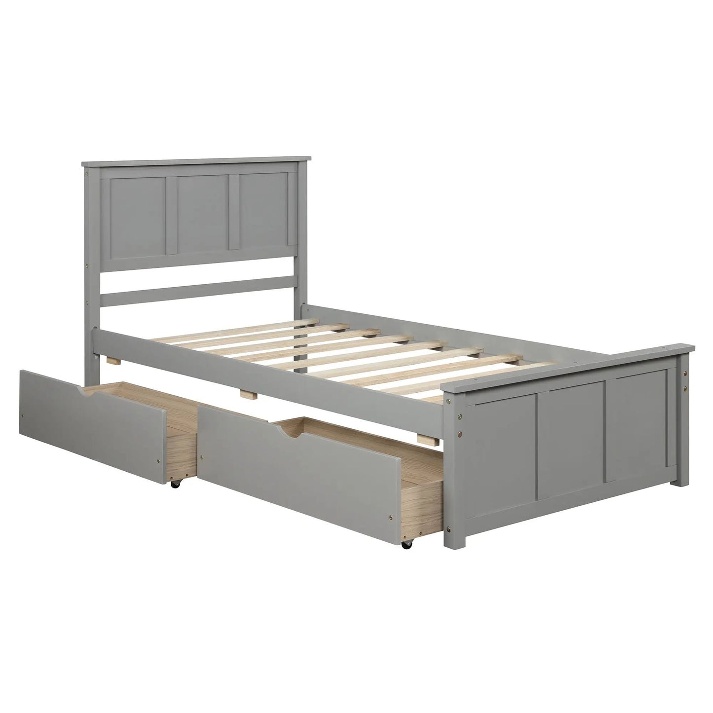 Platform storage bed with 2 wheel-base drawers in gray Unique Piece Furniture on Tampa Home & Garden Store