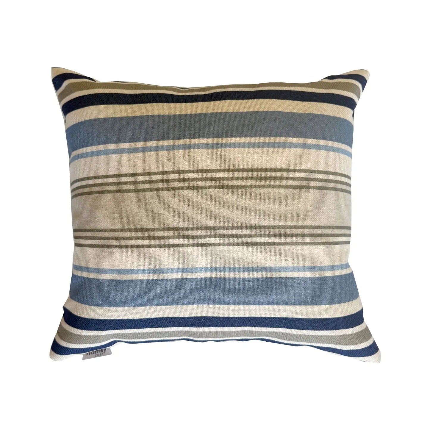 Outdoor Pillows set of 2, striped tan navy blue gray cushions by Unique Piece Furniture on Tampa Home & Garden Store